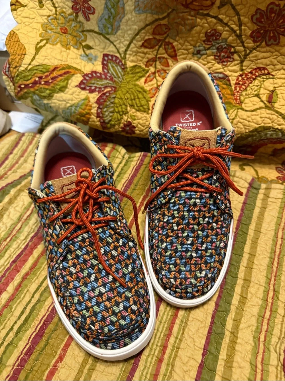 Twisted X Women's Multicolor Woven Flats with Orange Laces